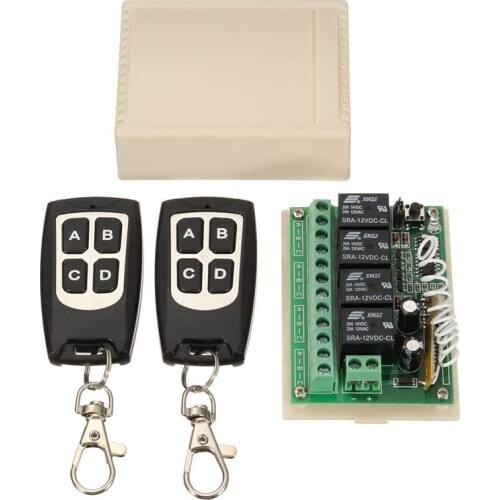 Hot 12V 4CH Channel 43hz Wireless Remote Control Switch Integrated Circuit With 2 Transmitter DIY Replace Parts Tool Kits