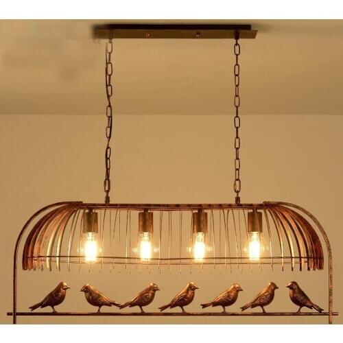 Loft Vintage Retro Industrial Iron Bird Cage Chandelier Cafe Pub Bar Hanging Light 110-240v Kitchen Dining Bar lustre pendente