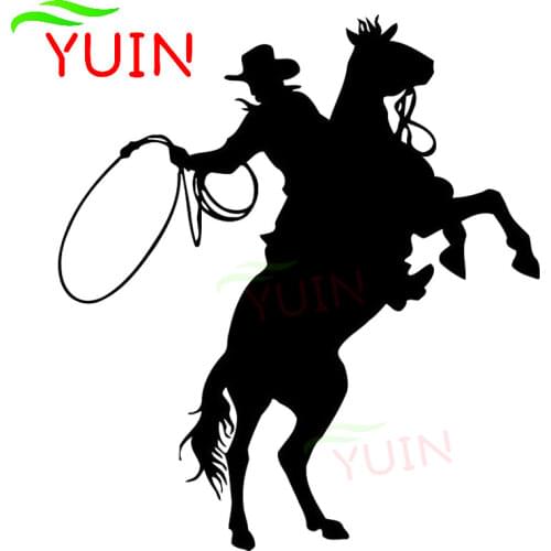 Cowboy Riding Fashion Car Sticker Car Window Decoration Personality PVC Waterproof Sunscreen Decal Black/White/Red/Laser/Silver