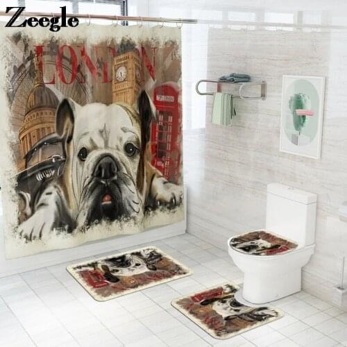 Non-slip Foot Mat for Bathroom Carpet Home Decor Bath Mat and Waterproof Shower Curtain Set Absorbent Toilet Mat U-Shaped Rug