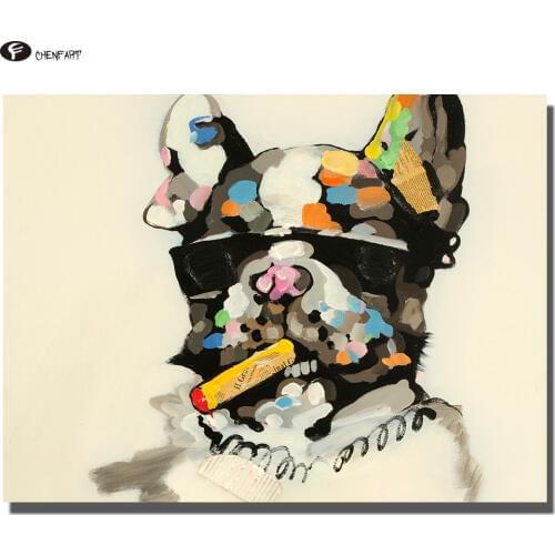 CHENFART Poster on the Wall Smoking Dog Decorative Paintings Wall Pictures for Bedroom no Framed