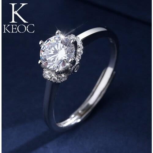 Keoc Adjustable Opening Stamen 1 Carat AAACZ Bride Rings for Women Bridesmaid Gift Wedding Accessories Korean Jewelry 2021