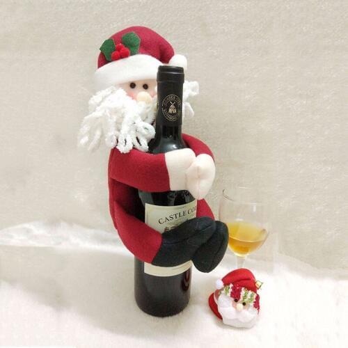 Navidad Red Wine Bottle Cover Bag Hug Santa Claus Snowman Dinner Table 2020 Christmas Decoration Home Party Decors Xmas Ornament