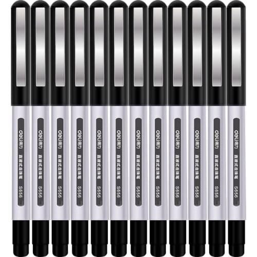 Deli business neutral pen pearl pen 0.5mm straight liquid pen carbon pen signature pen student office stationery