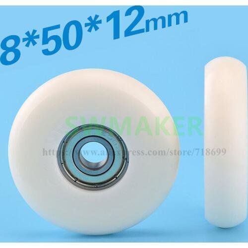 8*50*12mm arc spherical cam diameter 5cm, embedded 608ZZ bearings, 50mm nylon POM wrapped plastic pulley, R type