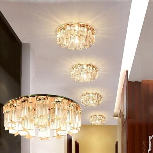 Modern crystal LED ceiling lamp 9w for aisle living room bedroom balcony interior lighting decoration