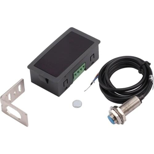 LED 4 Digital Tachometer RPM Speed Meter Red + NPN Hall Proximity Switch Sensor 10-9999RPM