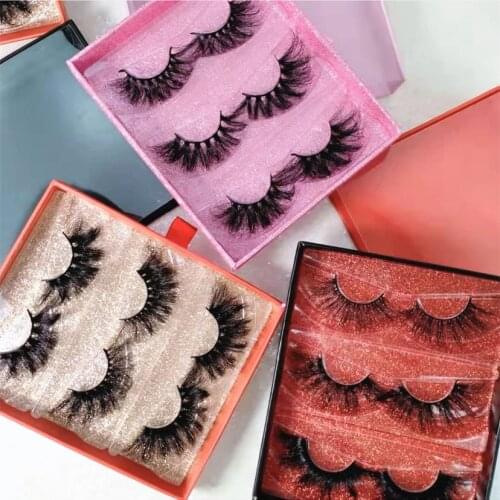 Three pairs box Mink Lashes packaging wholesale Eyelashes Mink faux cils False Eyelashes Packaging Box Lashes Cases for Beauty