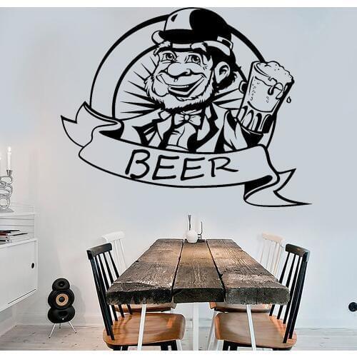 Beer Bar Wall Stickers Vinyl Decal Ireland Bar Leprechaun Beer Alcohol Vinyl Wall Decal Bar Living Room Decoration Mural Z449