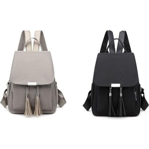 Womens Nylon Backpack Tassel Anti-theft Travel Daypack School Shoulder Bags G5AE