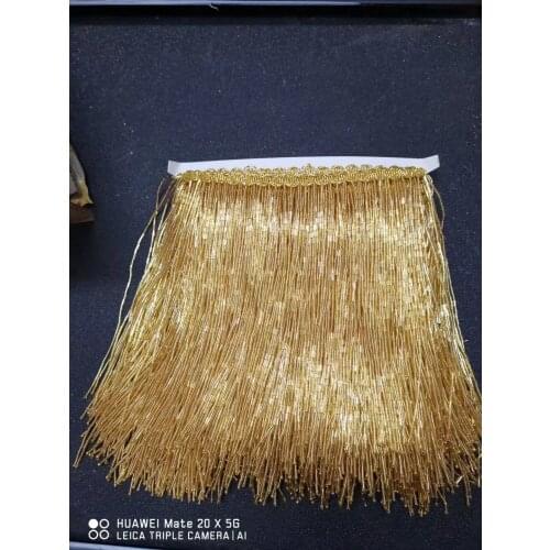 5YARDS Crystal Gold Ribbon Beaded Fringe Lace Trim Tassel Fringe DIY Stage Clothing Home Curtain Wedding Decorative Accessories