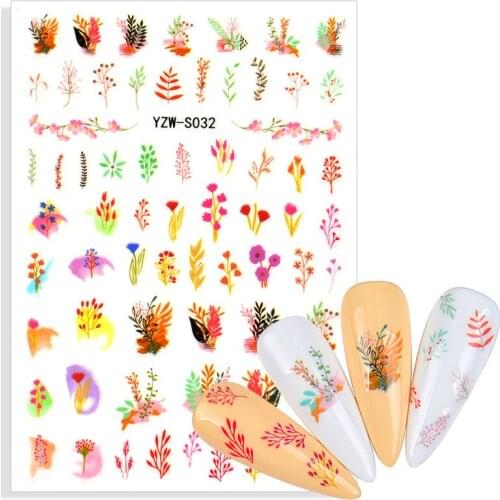 1pcs Flower Series Nail Water Decal Stickers Sakura Daisy Lavender Floral Pattern Transfer Sticker Manicure Nail Art Decoration
