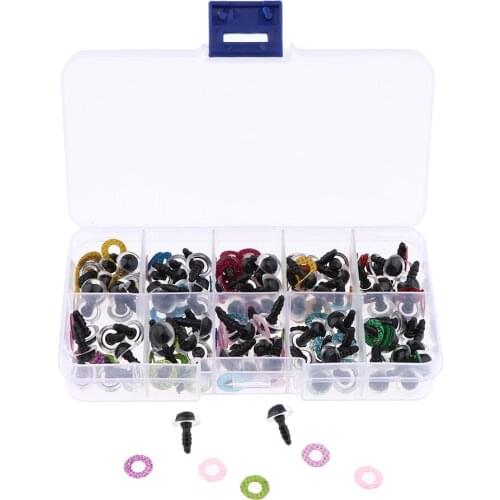 100 Pieces Owl Eyes with Glitter Nonwoven & Washers for Stuffed Animal Craft