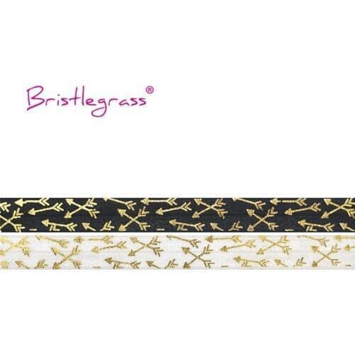 BRISTLEGRASS 100 Yard by Roll 5/8" 15mm Gold Arrow Foil Print Fold Over Elastic FOE Spandex Band Hair Tie Tutu Dress Sewing Trim