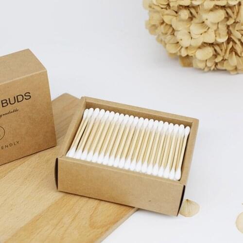 200PCS/Box Double Head Cotton Swab Bamboo Sticks Cotton Swab Disposable Buds Cotton For Beauty Makeup Nose Ears Cleaning