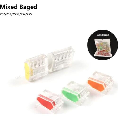 30/50/100pcs/lot DIY YOU PCT-252/253/254/255 Fast Mini Connector Push-in Terminal Block Multifunction Wire Connector 2/3/4/5 Pin