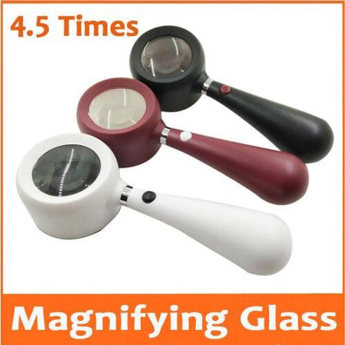 5X Red Black White Pocket Toy Gift LED Children Educational Magnifier 4.5 Times Magnifying Glass Handheld Office Reading Loupe