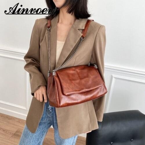 Ainvoev Soft PU Leather Chain Crossbody Bags For Women Fashion Sac A Main Female Shoulder Messenger Bag Handbags Bolsa Feminina