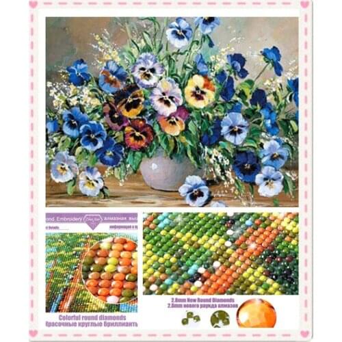 DIY Diamond Embroidery Flowers Full Square /round Rhinestones Diamond Mosaic Needlework Cross Stitch Painting Home Decoration