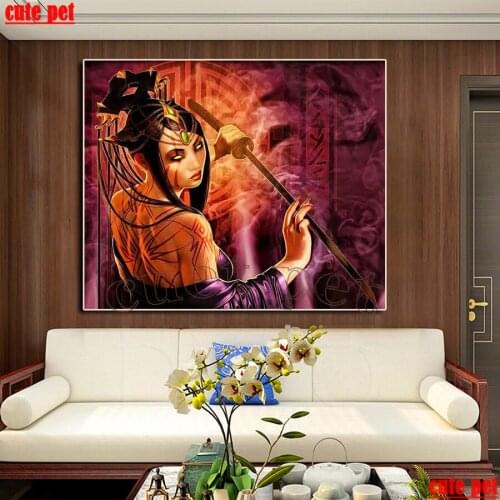 Diamond Painting Japanese female samurai Rhinestone 5D DIY Diamond Embroidery Cross Stitch,diamond Mosaic Sale decoration salon