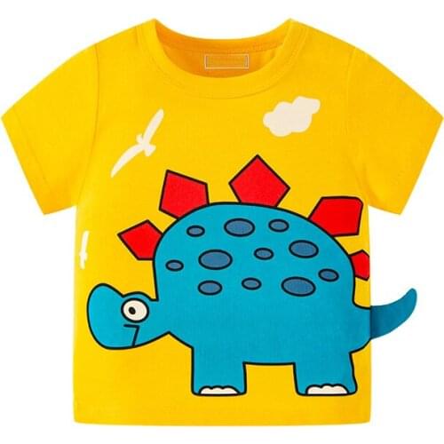 Bambino 2021 Summer Tee for Boys 2-7 Years Cartoon Dinosaur T Shirt of Children Top Clothes of School Kids 100% Cotton Clothing