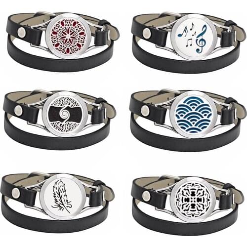 Bracelet For Women Locket Open Wrap Bangle Perfume Aromatherapy Stainless Steel Jewelry 25mm Essential Oil Diffuser Wristbands
