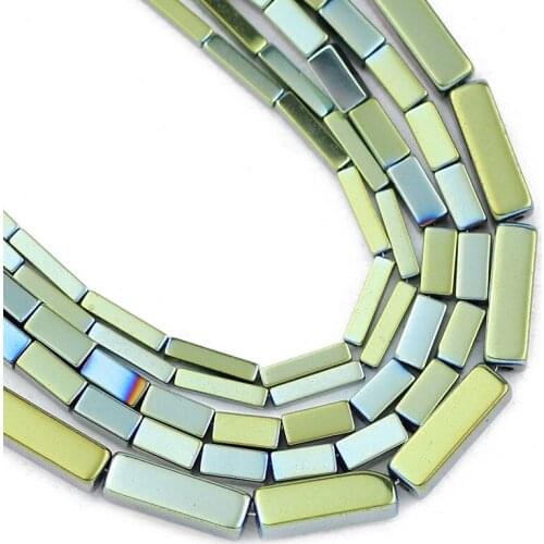 Natural Stone Green Rectangle Cuboid Hematite Beads 4/6/9MM Square Spacer Loose Beads For Jewelry Making Diy Bracelet 15" Strand