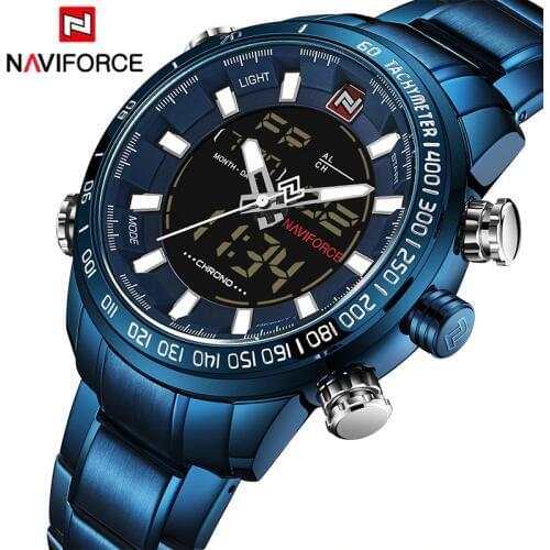 2018 Men Watches Luxury Brand NAVIFORCE Army Military Sport Watch Men Full Steel Quartz Digital Analog Clock Relogio Masculino