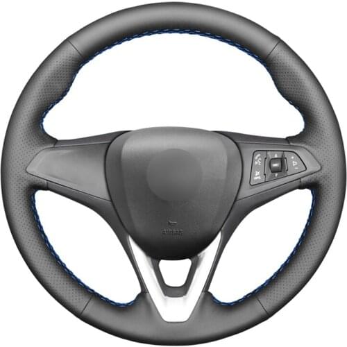 Black PU Faux Leather DIY Hand-stitched Car Steering Wheel Cover for Opel Astra (K) Corsa (E) Crossland X Grandland X Insignia