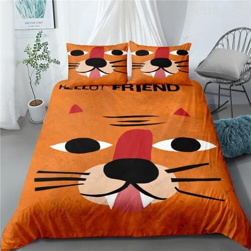 Cute Cartoon Animals Bedding Kids Duvet Cover Bed Set Single Twin Double Full Queen King Size Bedspread Printed Quilt Cover Set