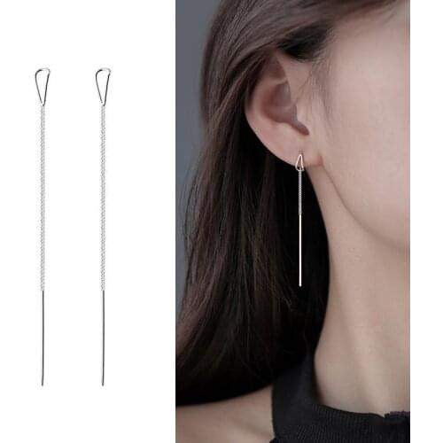 Long Thread Tassel Drop Earrings For Women 2021 New Silver Color Summer Earrings Korean Fashion Jewelry Dropshipping