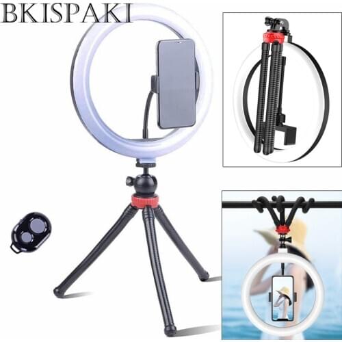 Photography LED Selfie Ring Light 26cm Dimmable 10inch USB Camera Phone Studio Ring Lamp With Octopus Tripods For Makeup Video