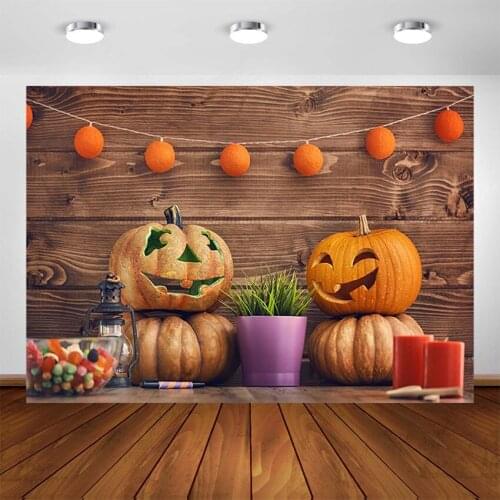 Halloween Pumpkin Backdrop Baby Children Rural Wood Wall Background for Photography Kids Halloween Party Banner