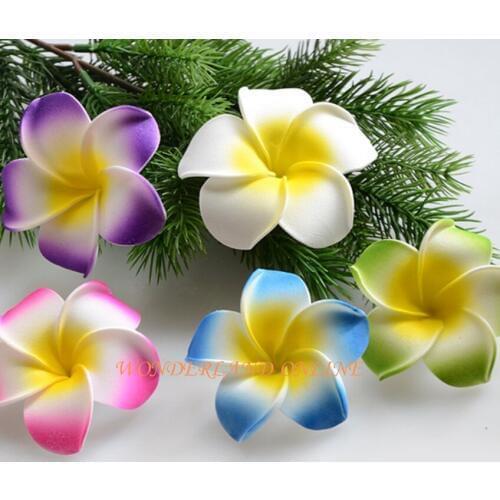 4cm hawaiian 5colors real touch artificial plumeria flower diy hair accessory pe frangipani wedding party decoration