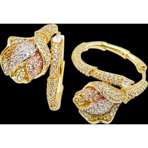 Lanyika Fashion Jewelry Fortunate Exaggerated Gorgeous Palm Leaf Micro Plated Party Romantic Earrings Banquet Daily Best Gift