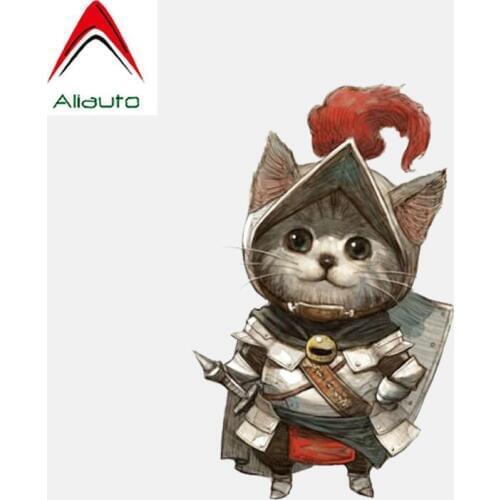 Aliauto Lovely Car Sticker Cat Wearing Armor Decorative PVC Decals for Smart Fortwo 451 Bmw E46 Audi B8 Passat B6,10CM*16CM