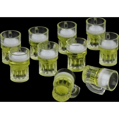 10pcs Dollhouse Miniature Beer Glass Resin Small Cups Model Modern Home Room Table Dollhouses Decoration