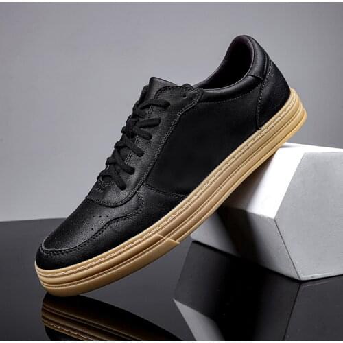 Mens Flat Shoes Lace Up Driving Shoes Board Shoes Comfortable Casual Shoes Breathable Genuine Leather Fashion Loafers