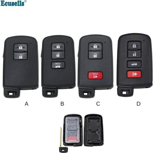 New 2/3/4 Buttons Replacement Smart Remote Key Shell Case Fob for Toyota Avalon Camry RAV4 2012-2015 with inser key