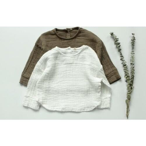 2020 New Girls Boys T-Shirt Autumn Fashion Cotton Linen Kids Top 2-7 years QW106