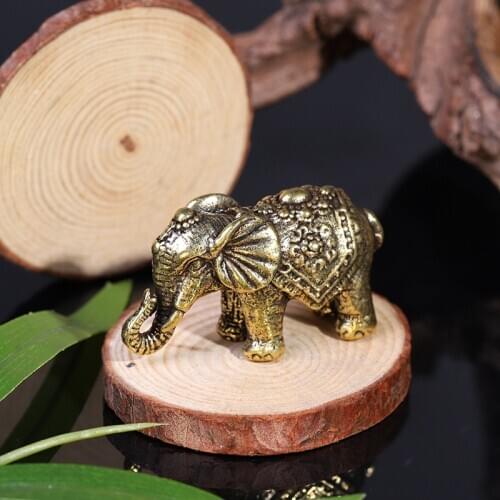 Crafts Gifts Handmade Toys Brass Office Desk Small Ornaments Elephant Auspicious Tea Pet Ornaments Solid Metal Elephant