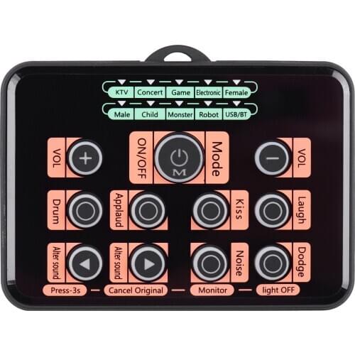 SK5 Upgraded Version Multi-functional DSP Sound Card Voice Changer with 8 Changing Voices 5 Atmosphere Effects Wireless BT