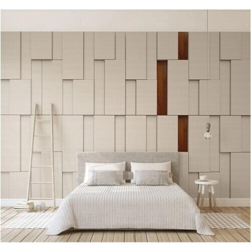 Xuesu Rice color cloth three-dimensional square wood Mosaic 3D TV background wall custom wallpaper 8D waterproof wall cloth