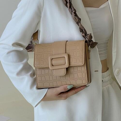 Vintage Stone Pattern Shoulder Bags for Women Trend Designer Pu Leather Messenger Handbag Ladies Small Flap Square Crossbody Bag