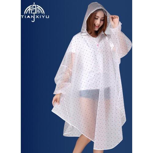 Portable EVA Transparent Woman Fashion Womens Waterproof Outdoor Outerwear Hooded Cover Rain Coat Knee Length Raincoat