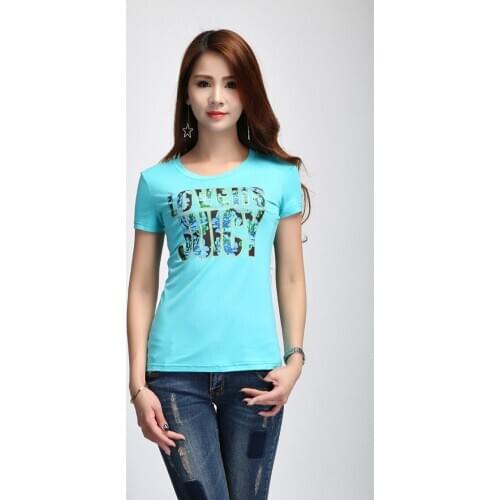 JUICY LOVERS Brand Summer Women T-Shirt Tees Red White Sky Blue Pink Black Letters Short Sleeve Casual Shirts O-Neck Women Tops