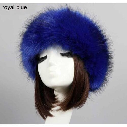 Russian Cossack Style Faux Fur Headband for Women Hair Band Femme Winter Earwarmer Earmuff Ski Hat