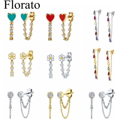 Prevent Allergies 925 Silver Waterdrop Drop Earrings For Women Colorful Crystal Earrings Female Party Jewelry Birthday Gifts