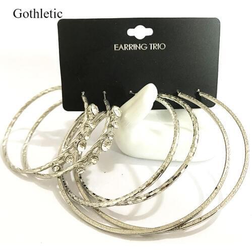 Gothletic 3 Pairs Set Hoop Earrings Mixed Multi Pack Round Circle Earrings for Women Brincos 2019 New Fashion Minimalist Jewelry