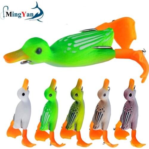 1Pcs Double Propeller Flipper Duck Fishing Lures Ducking Frog Soft Bait 9cm 10g 3D Eyes Artificial Swimbait Day Bass Tackle